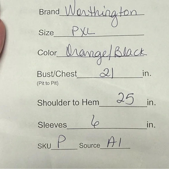 Worthington Petite PXL Orange Black Striped Career Blouse Stretch Top - Picture 9 of 9